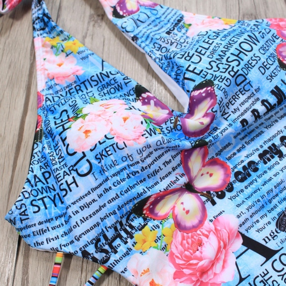 Sexy Floral Halter Strappy Back One Piece Swimsuit - Picture 3 of 8